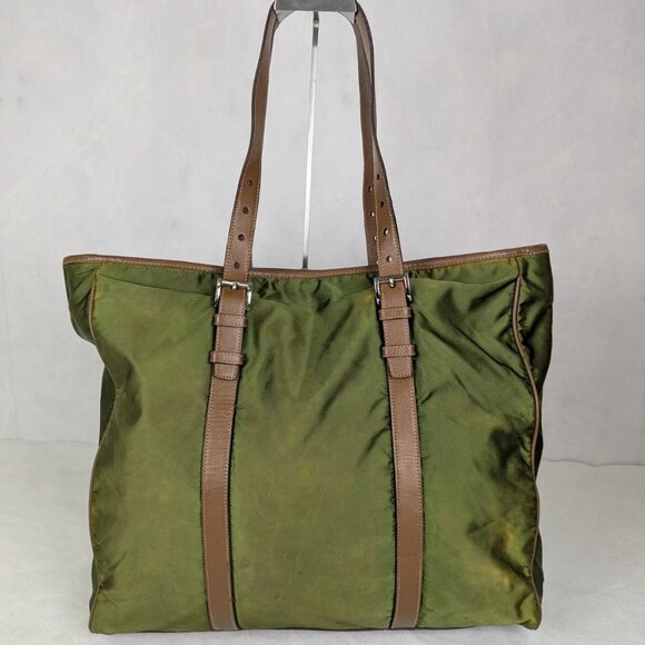 Authentic Prada Nylon Classic Handbag Olive Green Made In Italy - Picture 2 of 15